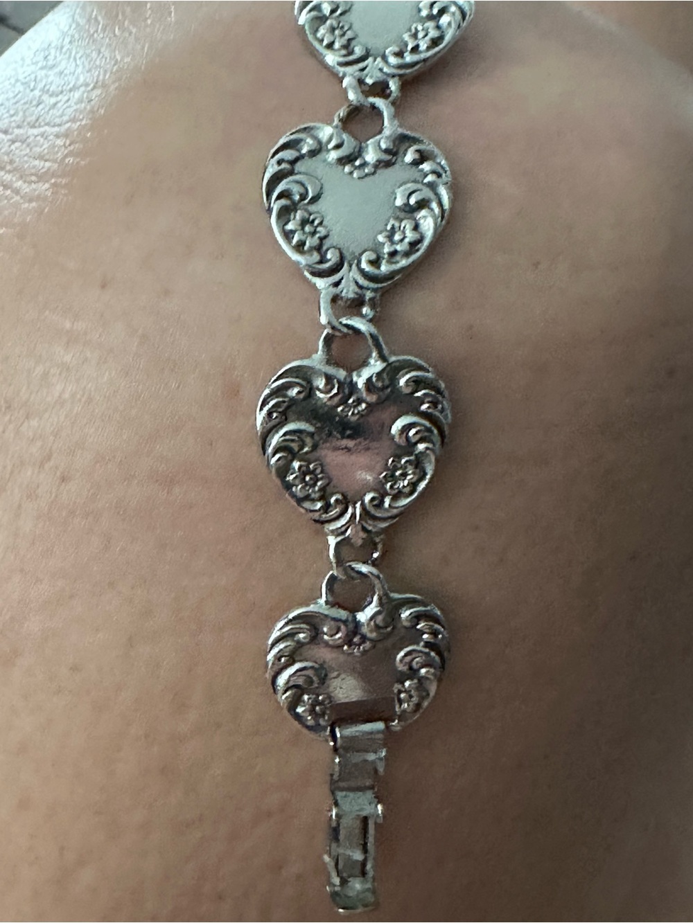 Silver Heart Link Bracelet - Elegant Women's Cookie Lee Jewelry